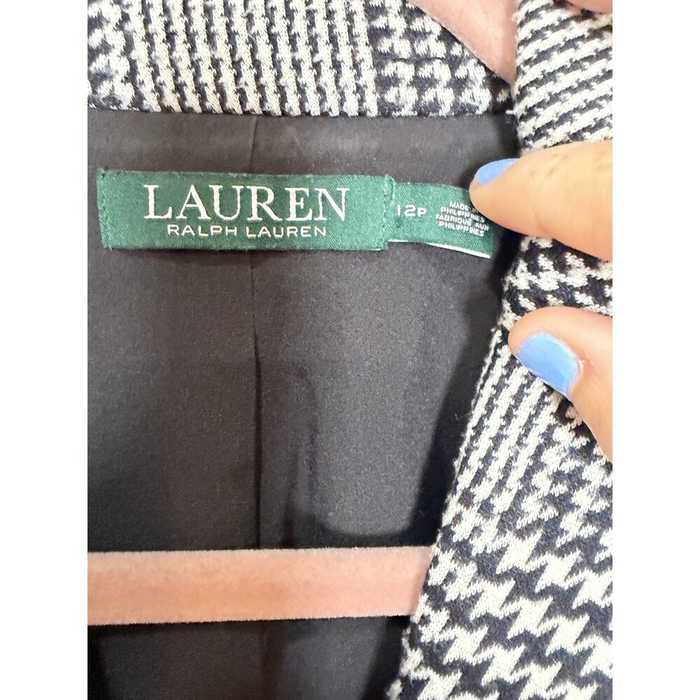 Lauren Ralph Lauren Houndstooth Blazer Jacket Size 12P Plaid Work Office - Picture 6 of 10